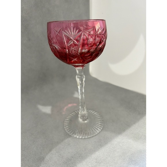 Beyer Crystal BEZ1 Cranberry Wine Hock EXCELLENT+ Grape Cut - Picture 7 of 7